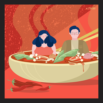 isolation diary, april 7: illustration adobe illustrator character design design digital art flat food graphic hotpot illustration illustrator texture vector vector art