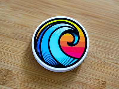 Wave Sticker badge branding character design cocorino cool patch cute logo icon cocorino icon design identity illustration illustration illustrator logo design skate life skateboard stickers skateboards stickermule surf design wave crest