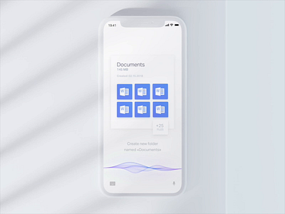 Voice file manager 3d animation app artificial intelligence c4d clean file file manager files iphone manager manipulation motion ui ux voice voice assistant voice control voice search white