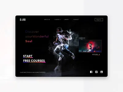 O.LAB Dance Studio colorful dance dark dark mode dark theme dark ui dark website hiphop modern studio ui
