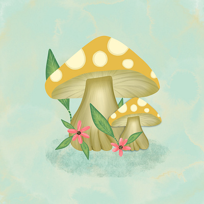 Easy Mushroom Illustration in Procreate | iPad Art cute illustration decor decorative elements greenery illustration illustrator logo mushroom nature watercolor