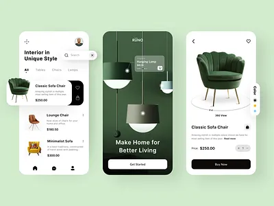 Interior Decor App Design chair clean design ecommerce furniture furniture app furniture store graphic design interior minimal mobile mobile app product design property shop sofa store table ui design uiux