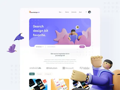 Landing Page - yourdesignkit.com 3d art brand identity branding button creative design dribbble illustration illustrator inspiration landing landing page modern product project ui ux web app webdesign website