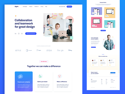 Digits Landing Page Template clean figma freebie grid homepage landing landing page minimal site template web web design website