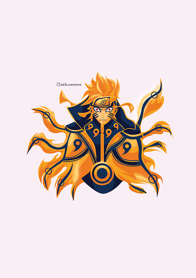 Naruto nine tails chakra mode design digital 2d digitalart digitalartist illustraion illustration vector vector art vector artwork vector artworks