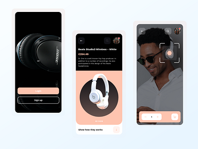 Headphone e commerce app @concept @minimal app design apple headphone login mobile recording simple uiux