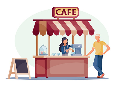 Cafe art business character concept design flat illustration illustrator people vector