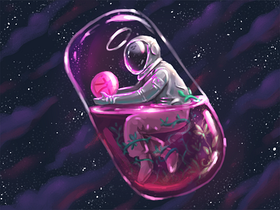 Hello Dribbble ! digital illustration digital painting digitalart firstshot hello dribble illustraion space