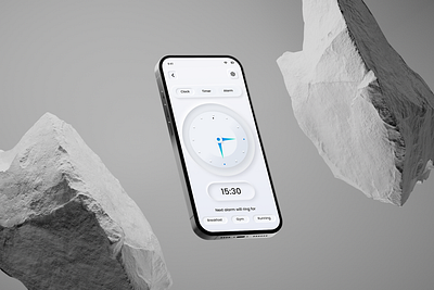 Neumorphism Clock App UI Design app design clock app design dailyui design designers dribble minimalistic design neumorphsim ui ui uiux ux