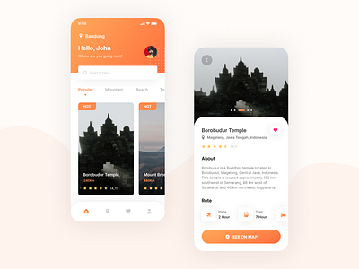 Mobile Exploration - Travel App app clean detail exploration ios locations mobile mobile app mobile design orange oranges portfolio service tour travel travel app ui uidesign uidesing uiux