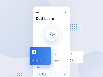 Cloud Storage app blue clean cloud dashboard design file interface layout manager mobile storage ui ux visux web