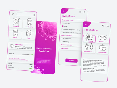 Covid app app application corona covid covid 19 medic medical neumorphic neumorphism pandemic petya purple soft ui ui ux virus