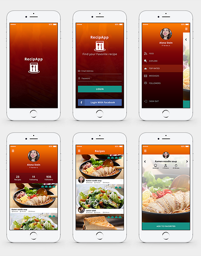 RecipApp adobe xd app app design colors food like mobile design recipe recipe app share subscribe ui