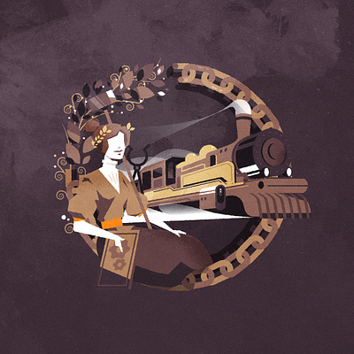 Industry, Science and technology :) art nouveau emblem illustration illustrator logo minimalist texture train vector