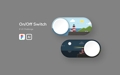 UI Challenge | On/off Switch ai button dailyui dark mode figma graphic illustration illustrator lighthouse onoff switch switch switch button ui uichallenge vector