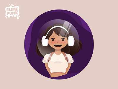 Vector Bubble Girl 2d astronaut bubble character character design cool girl cute flat game girl headphones illustration lofi minimal music music girl purple slime punk space vector