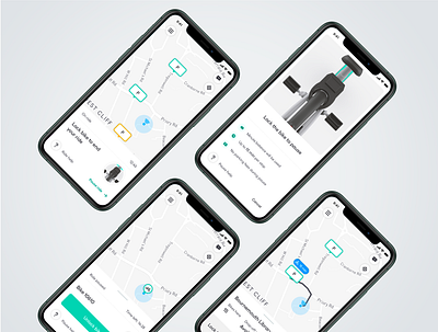 Bike Share Ride Pausing app app design beryl bike bike share cards information iphone map mockup parking pause sketch ui unlock