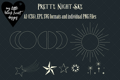 Pretty Night Sky elements illustration illustrator magic moon night night sky sacred geometry star signs stars sun