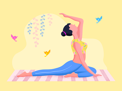 The Girl in fitness Style _1 bird illustration character fitness fitness app fitness shirt flat design flower girl illustration illustration personal training pilates ui yoga