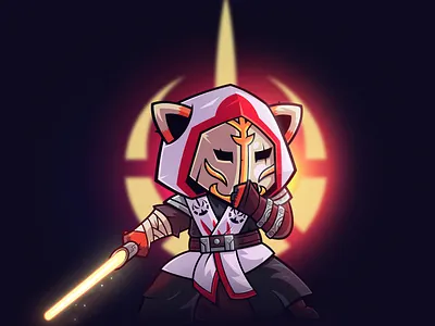 May the 4th be with you - Jedi panda character character design design flat illustration jedi panda postcard red panda space star wars star wars day vector