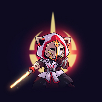 May the 4th be with you - Jedi panda character character design design flat illustration jedi panda postcard red panda space star wars star wars day vector