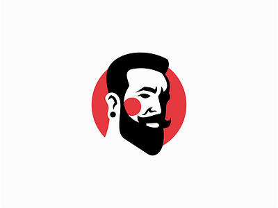 Bearded Man Logo barber barber shop beard bearded man branding design face hipster identity illustration logo man mark moustache portrait premium red sale symbol vector