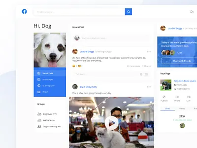 Facebook Redesign blue facebook landing page material design profile social media