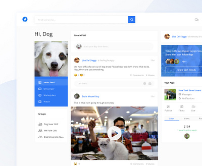 Facebook Redesign blue facebook landing page material design profile social media