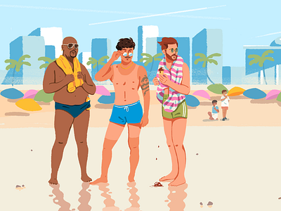 The beach ambiant character characterdesign city colors design funny graphicdesign icecream illustration people sea sunshine texture town
