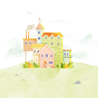 Palacios castle doodle dream dreamy hope house illustration kid peace watercolor wish young