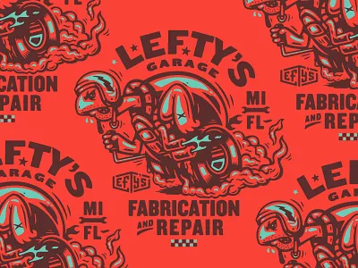 Illustration hotrod illustration leftys garage turtle