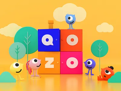 Qozo 3d illustration app branding branding design c4d cinema 4d design illustration