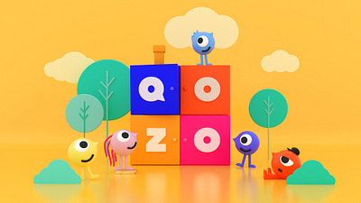 Qozo 3d illustration app branding branding design c4d cinema 4d design illustration