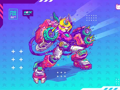 Mega Lynx cartoon character characterdesign design futurepunk futuristic graphics illustration japan robot robots vector vector art vector illustration