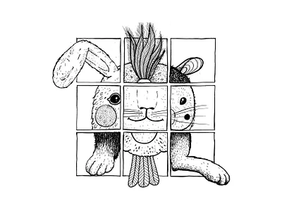 Abstract illustration abstract animals fragments graphic hand drawn illustration illustration design ink