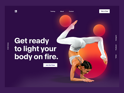 Fitness / Yoga Landing Page bodybuilding fire fire ball fitness center gym hero home page homepage landing page minimal ui website design yoga yoga pose yoga studio