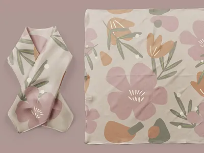Nayka Scarf adobe photoshop botanical florals freehand drawing illustration scarf