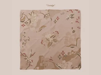 Toraja Scarf adobe photoshop botanical florals freehand drawing illustration