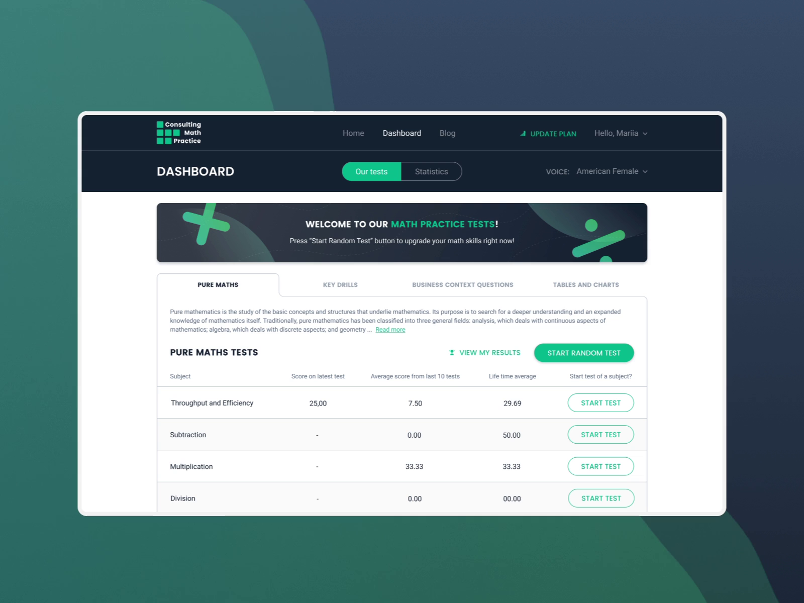 Example of Consulting Math Practice