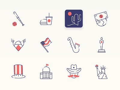 Free icon set | USA burger country design dollar figma free freebie icon illustration jazz oscar outline set statueofliberty whitehouse world