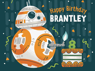 BB-8 Card bb 8 bb8 birthday cake children droid illustration kids party star wars