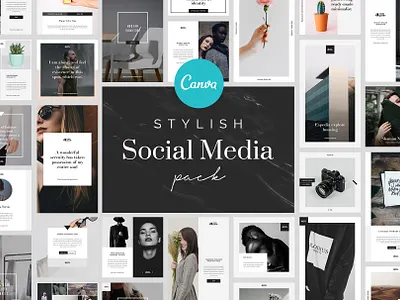 Stylish Canva Social Media Pack brand branding canva canva social media pack canva template canva templates canva.com design layout minimal template ui ux