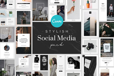 Stylish Canva Social Media Pack brand branding canva canva social media pack canva template canva templates canva.com design layout minimal template ui ux