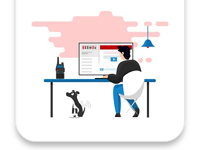 Radio Prep illustrations character design digital illustration dog flat design illustration radio vector
