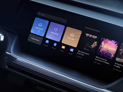 a music app on vehicle animation audio car color hmi icon music podcast