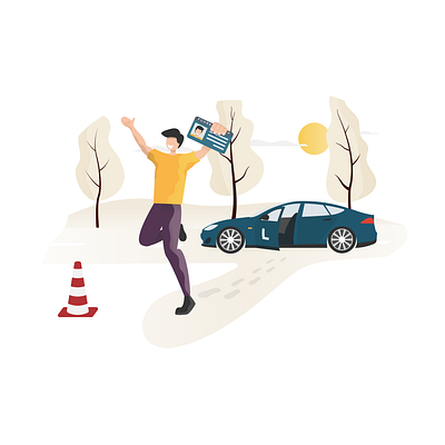 SAAS Illustrations for Driving School App character design driving license driving school flat design illustration man saas app vector