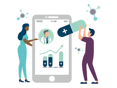 ThinkResearch Illustrations character design data doctor flat design illustration medical medicine nurse stats technician vector