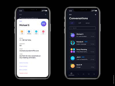 Mobile App UI - Basic Communication App chat app communication communication app covid19 dark dark app ios app mobile app mobile ui social app work communication