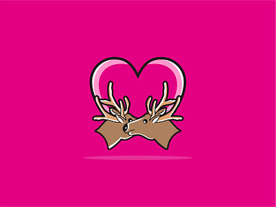 Deer In Love animal animal character animal logo character cute deer head deer in love deer logo flat logo logo minimalis love love logo minimalist minimalist design playful