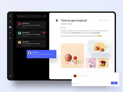 Inbox App (Freebie) chat clean compose dark dashboard download email filter freebie images inbox message messages modern photos search sketch sketch freebie thread white